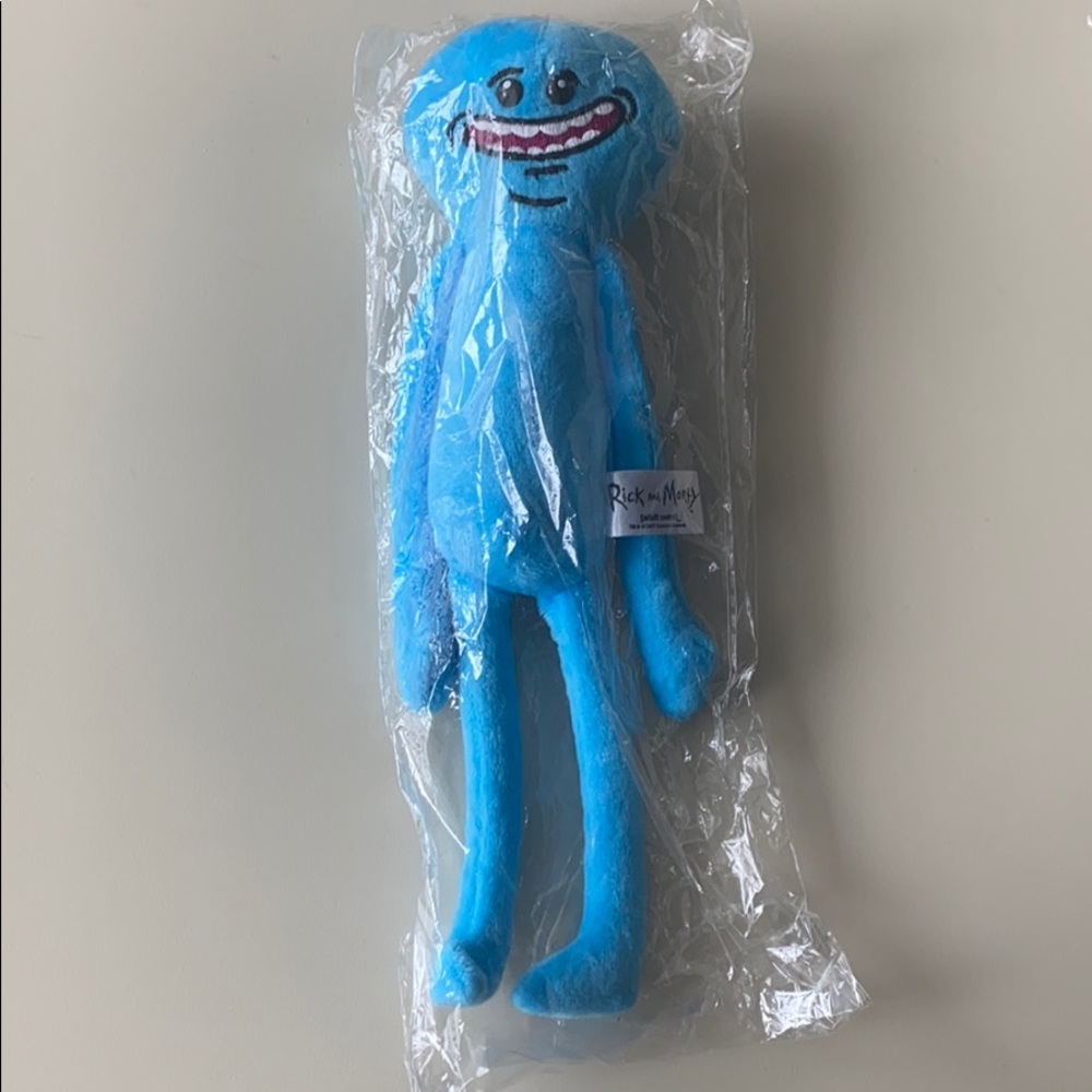 Rick and Morty smiling Mr. Meeseeks doll